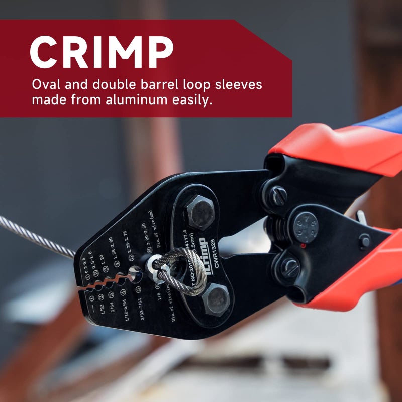 iCrimp Wire Rope Crimping Tool with Built-in Cutter for Cable Railing, Hand Swaging Tool for 1/32~1/8-inch Aluminum Oval Sleeves,Double Barrel Ferrules - Image 3